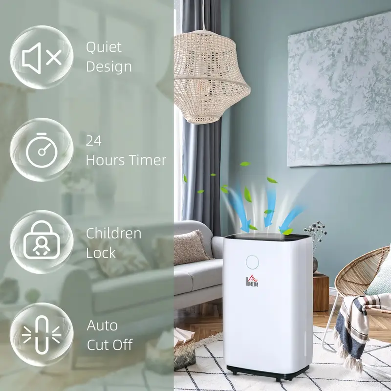 20L/Day Portable Dehumidifier for Home, with LED Screen, Sleep Mode, 24H Timer, Electric Air Dehumidifier for Damp Laundry Bedroom Basement 2