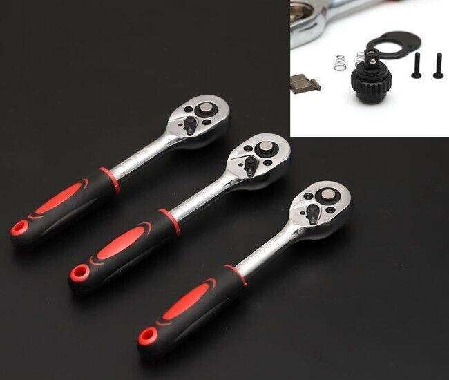 46 PCS 1/4" DR Ratchet Socket Wrench Set Mechanic Tool Kit Extension Bar Repair 3