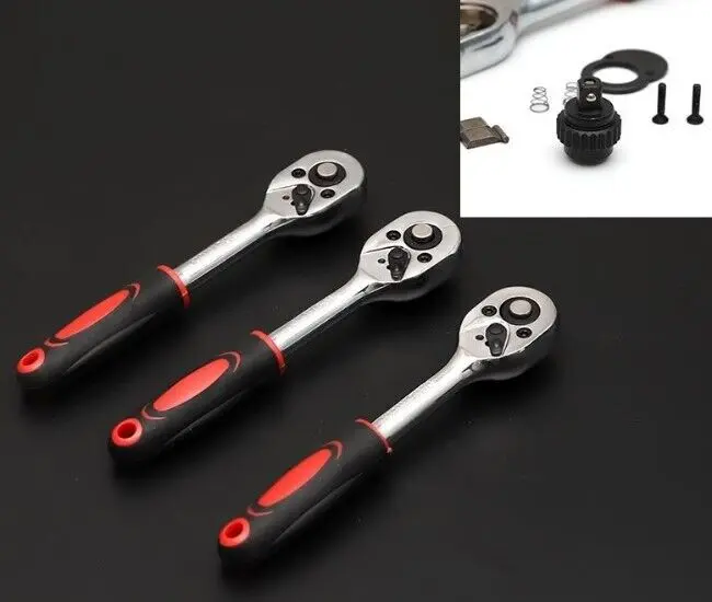 46 PCS 1/4" DR Ratchet Socket Wrench Set Mechanic Tool Kit Extension Bar Repair 3