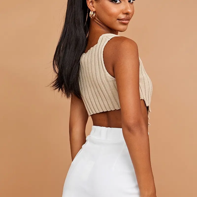 Cropped asymmetric hem knitted vest top (s/m - uk 6-10) (m/l - uk 12-14) 5
