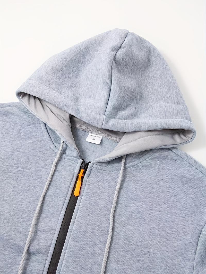Product Introduction of Trendy Solid Color Hooded Long Sleeve Zip Up Sweatshirt Jacket - Fashion Hoodies with Chic Design, Comfy Sports Wear for Casual Occasions - Soft, Breathable, and Stylish Menswear Tops 13