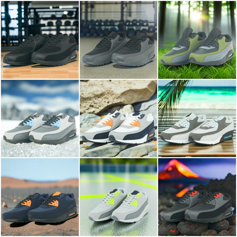 Men's Trainers 2024 UK Mens Air Shock Absorbing Max 90 Running Basketball Trainers Jogging Gym Fitness Trainer Man Shoes Multi Colours 1