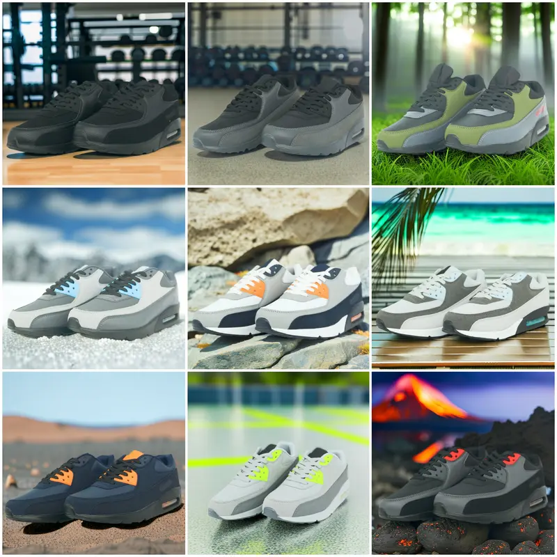 Men's Trainers 2024 UK Mens Air Shock Absorbing Max 90 Running Basketball Trainers Jogging Gym Fitness Trainer Man Shoes Multi Colours 1