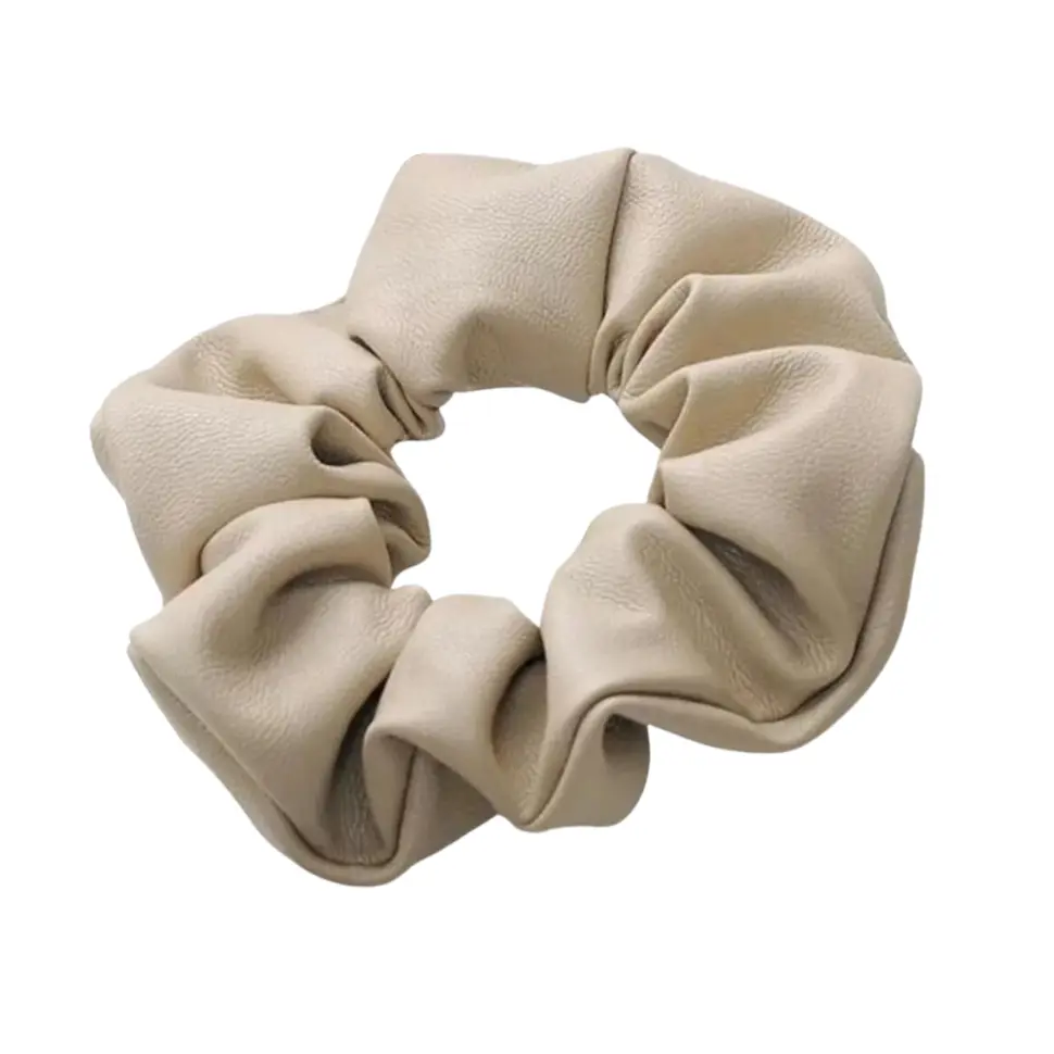 Vegan Leather Scrunchie Cream