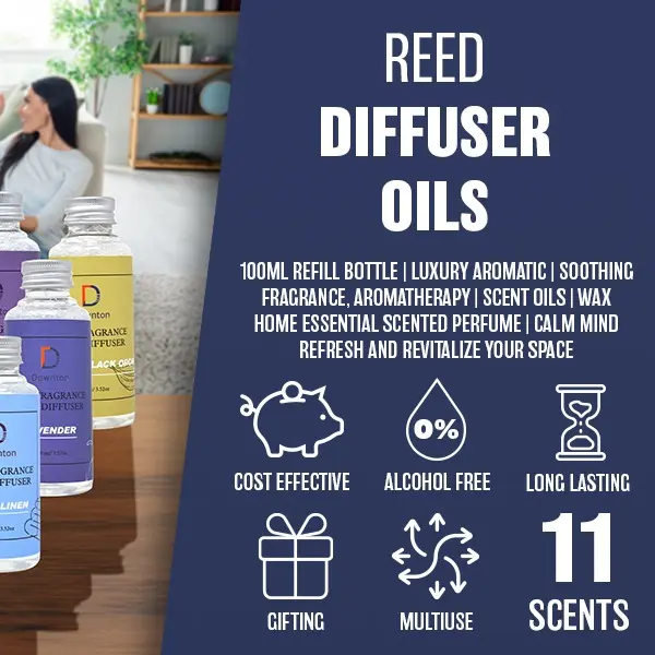 100ml Reed Diffuser Oil Bottle - Aromatic Fragrance Scent Air Freshener Home Fragrances Therapeutic Grade Natural Organic Pure Essential Oils Aromatherapy Diffuser for Home Perfect Relaxation Improved Mood Bedroom Liquid Long-lasting Gift Scented Perfume 7