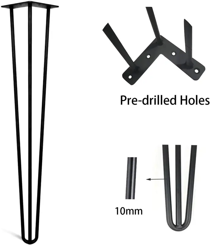 4pcs Hairpin Table Legs 34cm & 84cm Sturdy DIY Carbon Steel Table Legs with Free Screw 2