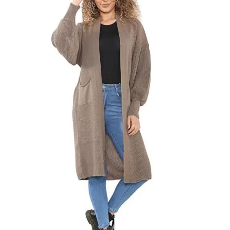 Chunky Knitted Baloon sleeve Maxi Cardigan Womenswear Comfortable Knitwear Causal autumnal fits 1