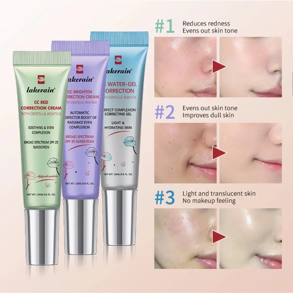 CC Cream erborian Centella Change Color Moisture Cream Makeup Foundation Full Coverage Magic Foundation Covering Korean Makeup Hydrating Lightweight Moisturizing Hydrate Cosmetic Moisturize Moisturizer