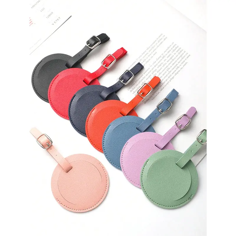 1pc Business Travel Luggage Tag Leather PU Identification Card Holder Anti-Lost Info Plate, Airplane Check-In AccessoryLuggage Tag Travel Accessories Travel Essentials Travel Organizer For Beach Summer Vacation Back To School 1