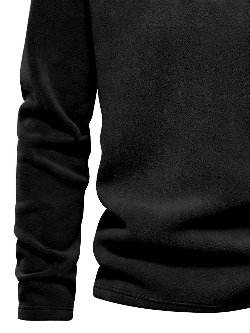 Product Introduction of Autumn & Winter Men's Fleece Henley Shirt, Stand Collar Half Zip Long Sleeve Pullover Top, Male's Classic Fashion, Outdoor Cloth 19