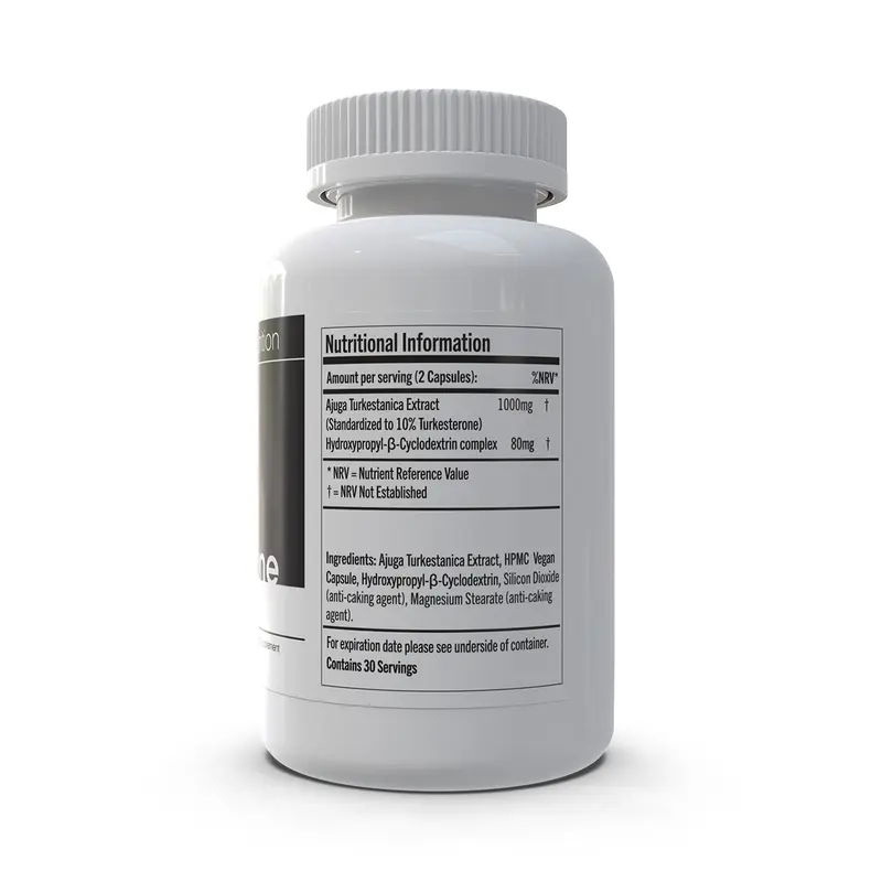 Turkesterone Supplement, 60 Capsules, 500mg each, 1000mg per Serving 1