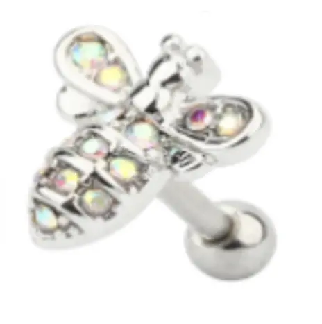 VARIOUS DESIGNS - Barbell Cartilage / Tragus Piercing / Helix | 316L Surgical Steel - Clear Crystal | 16 Gauge (1.2mm) or 18 Gauge (1.0mm) Thickness, 6 / 8mm bar length, 3mm ball diameter. 4
