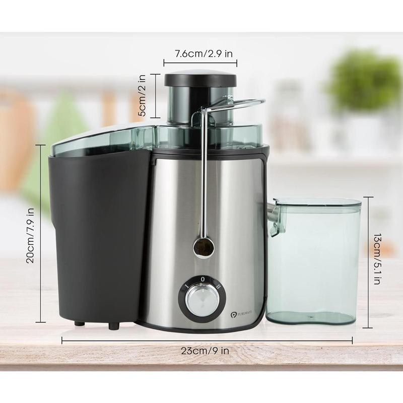 Juicer Machines, 600W Whole Fruit and Vegetable Juice Extractor, Centrifugal Juicer, Stainless Steel, Two Speed Settings, BPA-Free, Easy Clean 2