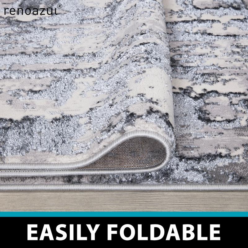 Abstract Marble Shine Large Rug for Living Room Textured Shimmer Luxury Carpet Super Soft Heavy Duty 8