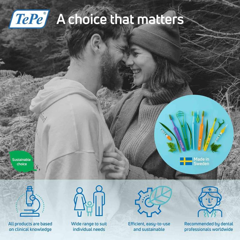 TePe Interdental Brush, Original, Blue, 0.6mm/ISO 3, 20pcs, Plaque Removal, efficient Clean Between The Teeth, Tooth Floss, for Small Gaps Oral Pack 4