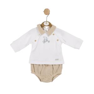 Mintini White and Beige Bike Top and Jam Pant Kidswear