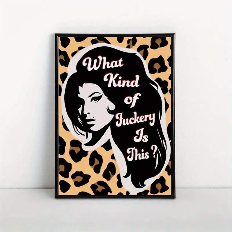1pc Canvas Poster, Amy Music Portrait Print, Leopard Print Art Wall Art For Living Room, Wall Decor For Bedroom, Home Decor Room Decor, Frameless 2