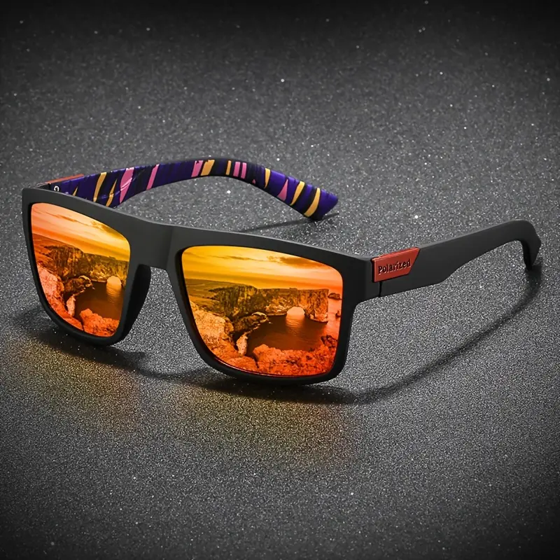 1pc Polarized Sports Glasses for Men, TAC Lens, PC Frame, Classic Square Design, Full Coverage, UV Protection, for Driving, Camping, Cycling, Hiking, Fishing, Climbing, Outdoor Activities 4