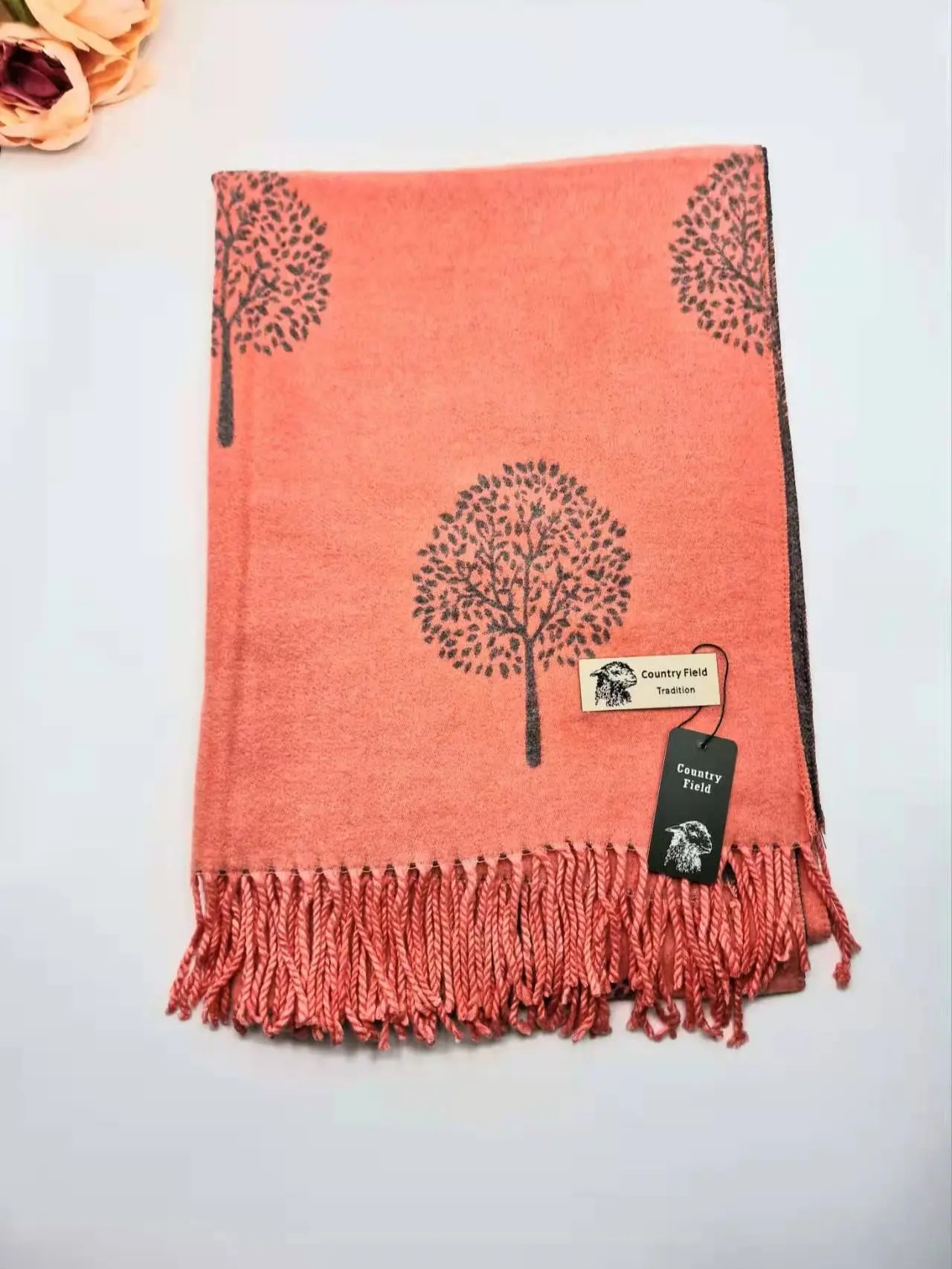 Winter Fashion Classical Tree of Life Cotton Scarf-Lightweight Multicolor Wrap Size 180cm x W 65cm (L 71 inch x B25.6inch)