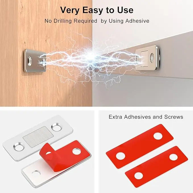 Cabinet Magnetic Catch Ultra Thin Cabinet Door Magnets Stick on Drawer Magnets Cabinet Latch Magnetic Closures for Cabinets Kitchen Closet Door Closing Magnetic Door Catch Closer 1