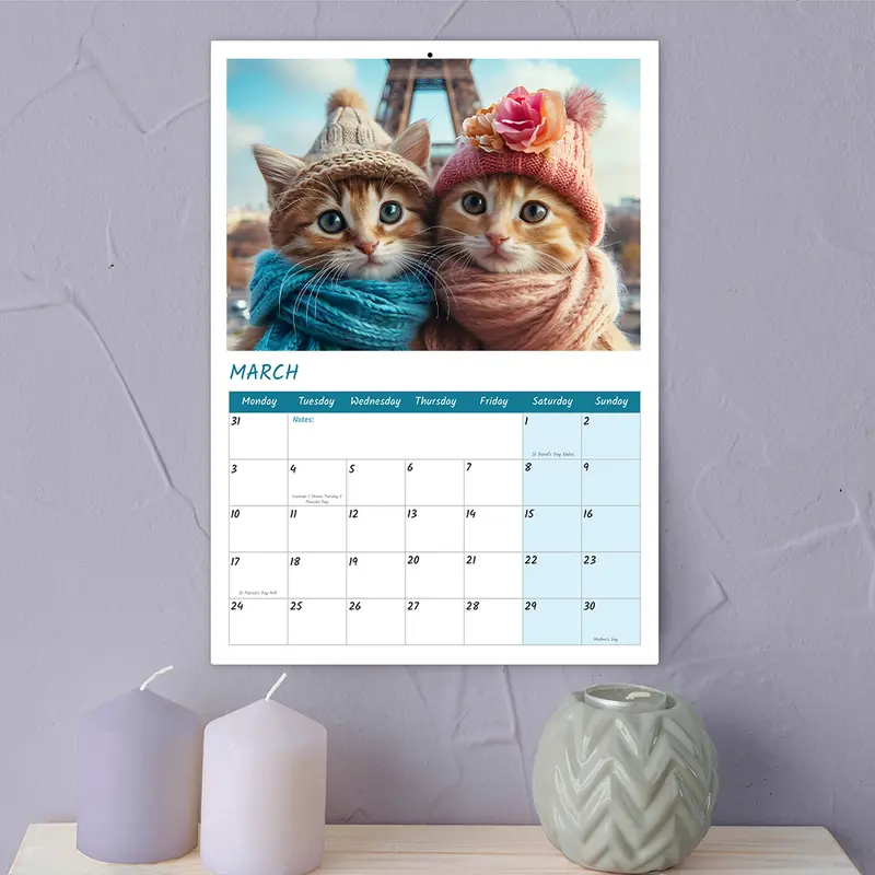 Papa Prints 2025 A4 UK Cat Calendar 12 Months of Adorable Felines & Family Fun 4