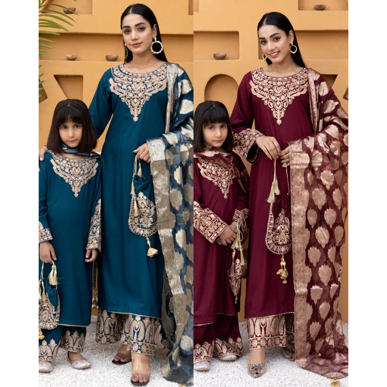 RANGZ ‘Filhaal’ | Embroidered Linen Mother & Daughter Readymade | RGZ063 (2 Colours)