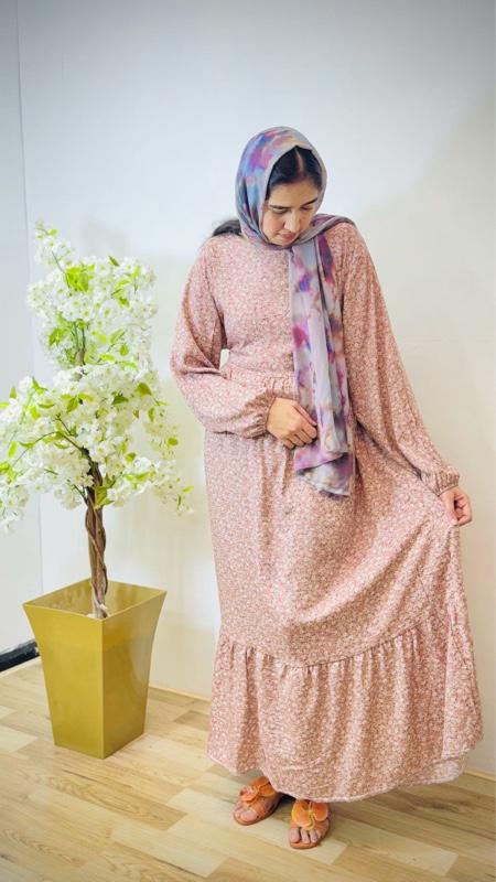 Product Introduction of May modesty summer llong frill printed maxi dress in linen cotton fabric women’s wear 13