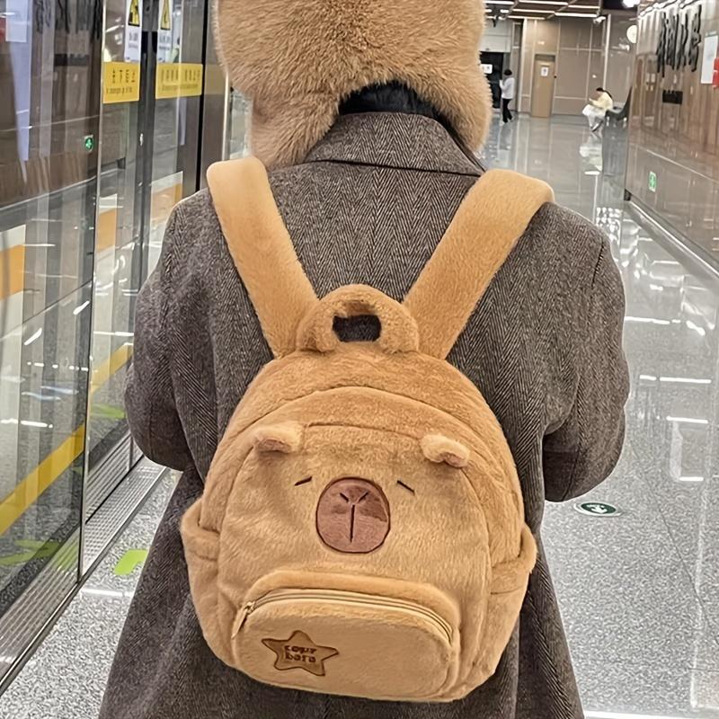 Product Introduction of New Capybara Plush Capybara Backpack Cute Versatile Furry Bag Female Cartoon Small Backpack 10