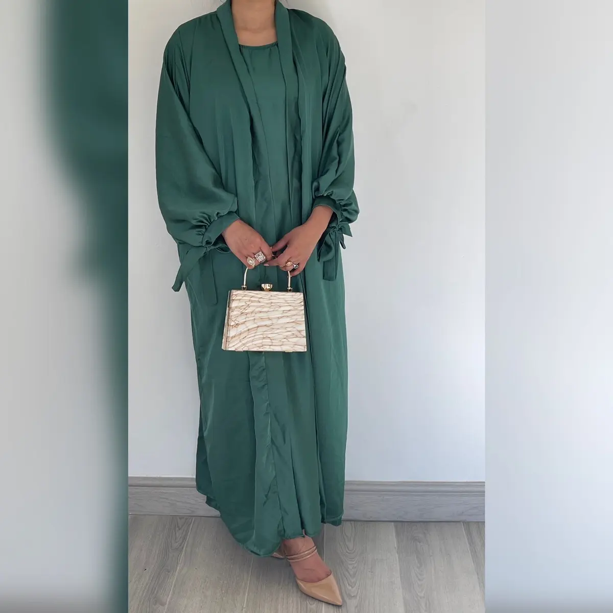 Satin 2 piece Abaya