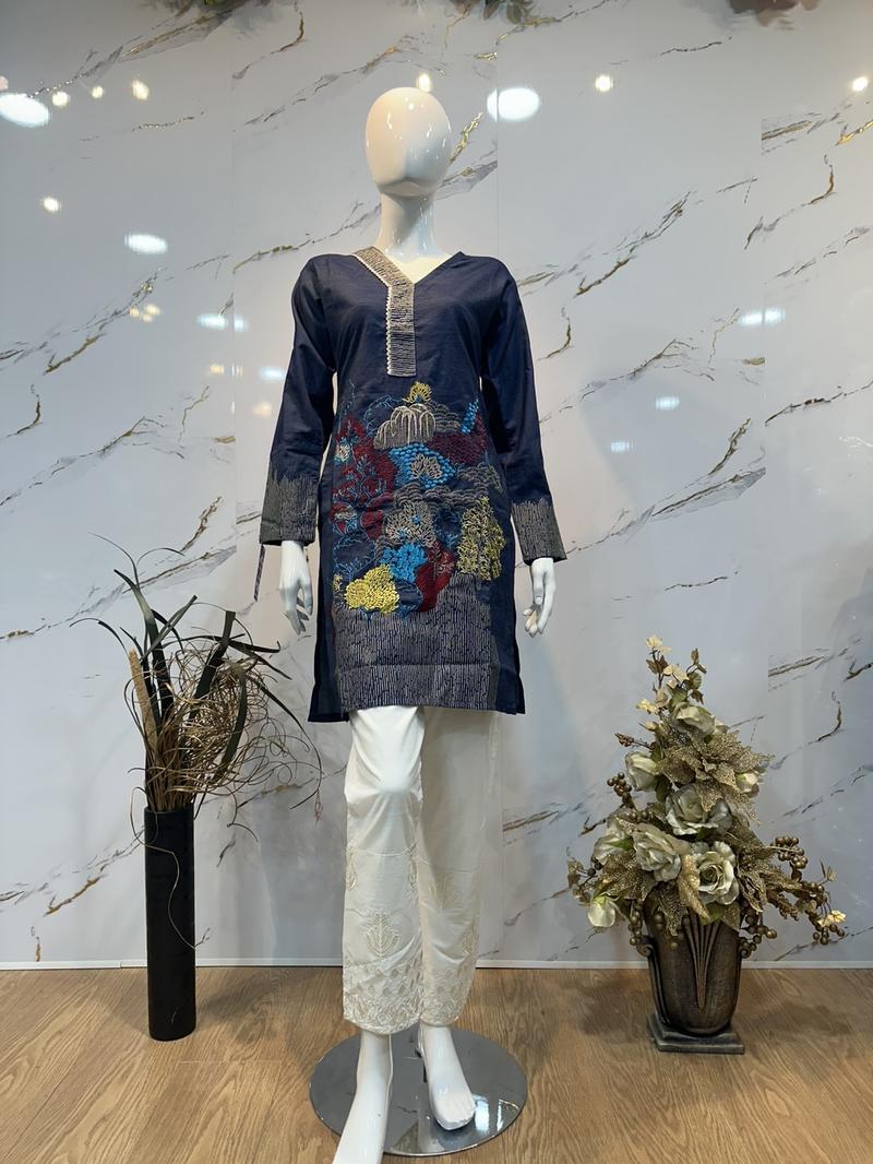 Product Introduction of Menaal’s Women’s Denium winter Embroidered kurta 10