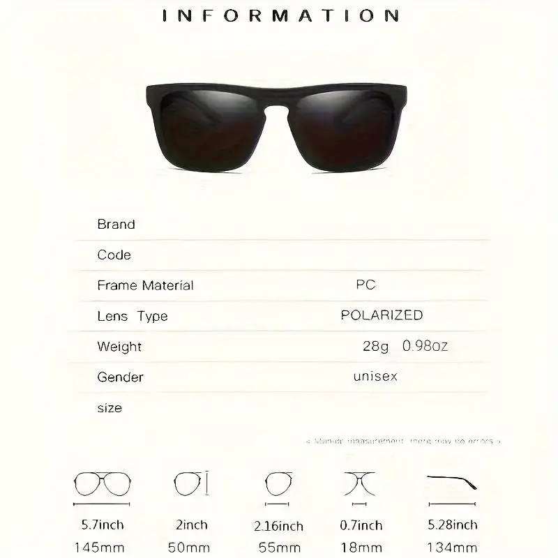 2pcs Square Polarized Sunglasses Anti Glare Sun Shades For Summer Party Vacation Travel Driving Fishing 1