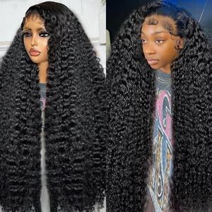 Bling Hair 13x6 Deep Wave Lace Front Wigs Human Hair 13x4 Lace Frontal Wigs Curly Human Hair Wig for Women 28 Inch Glueless Wigs Pre Plucked with Baby Hair Natural Color
