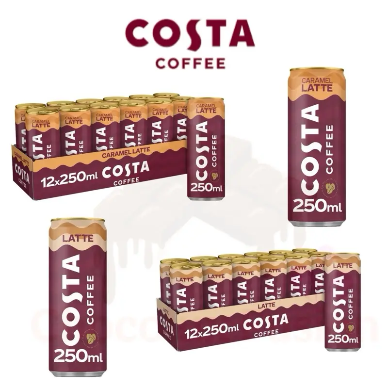COSTA Latte Beverage - 12 X 250ML Bulk Pack - Signature Blend Coffee with Milk - Flavor