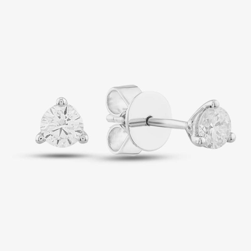 14ct White Gold 0.20ct Brilliant Cut Diamond Stud Earrings EC39106GW14DD X 2 0