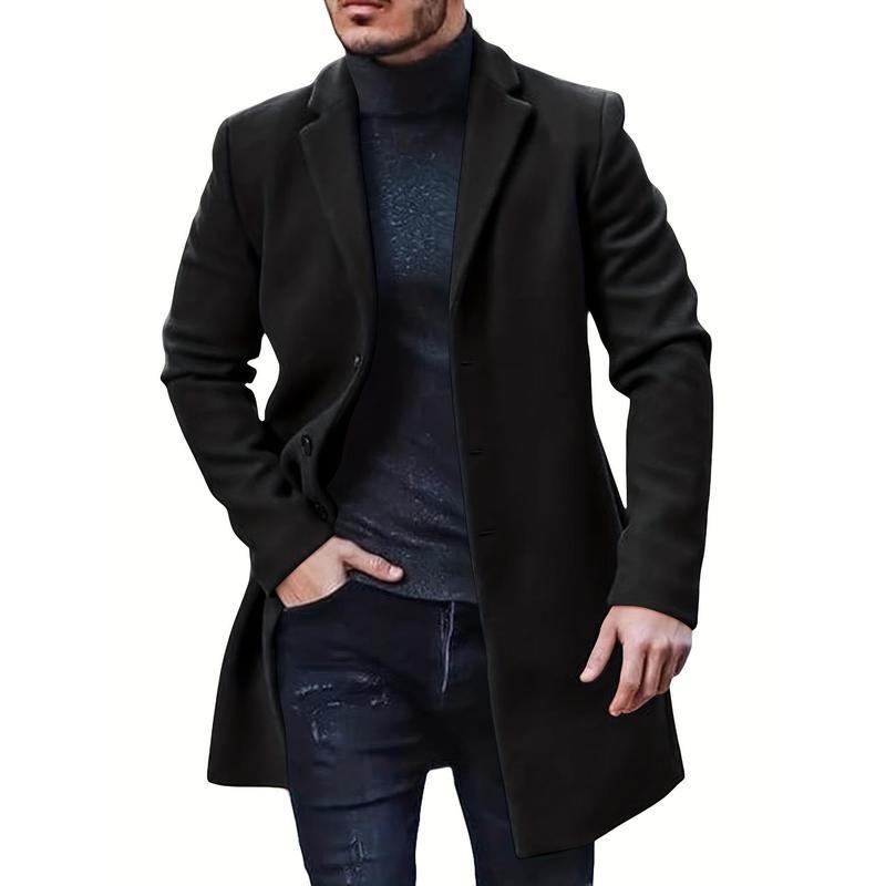 Men's Retro Trench Coat, Semi-formal Warm Single Breasted Overcoat For Fall Winter Business 2