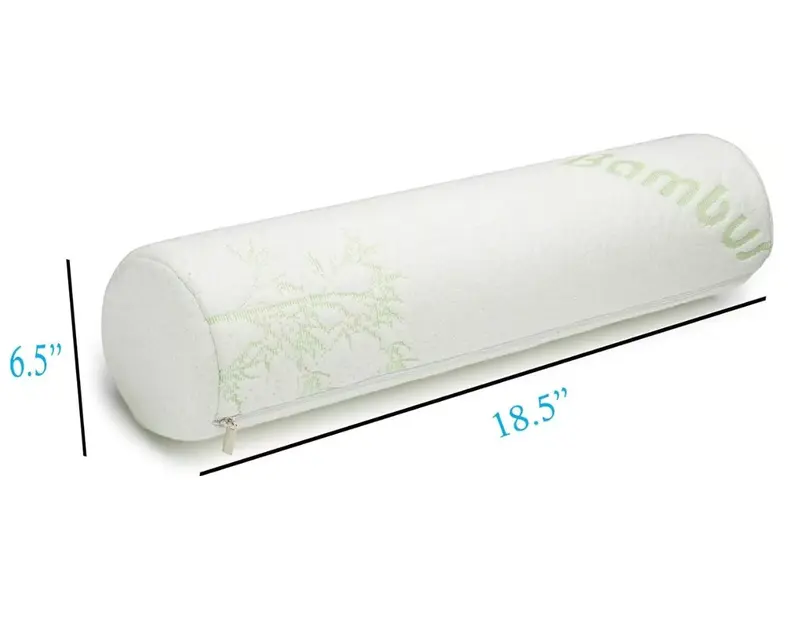 2 Pack Bamboo Cervical Neck Roll Memory Foam Bolster Pillow-6.5 x 18.5 Inch 0
