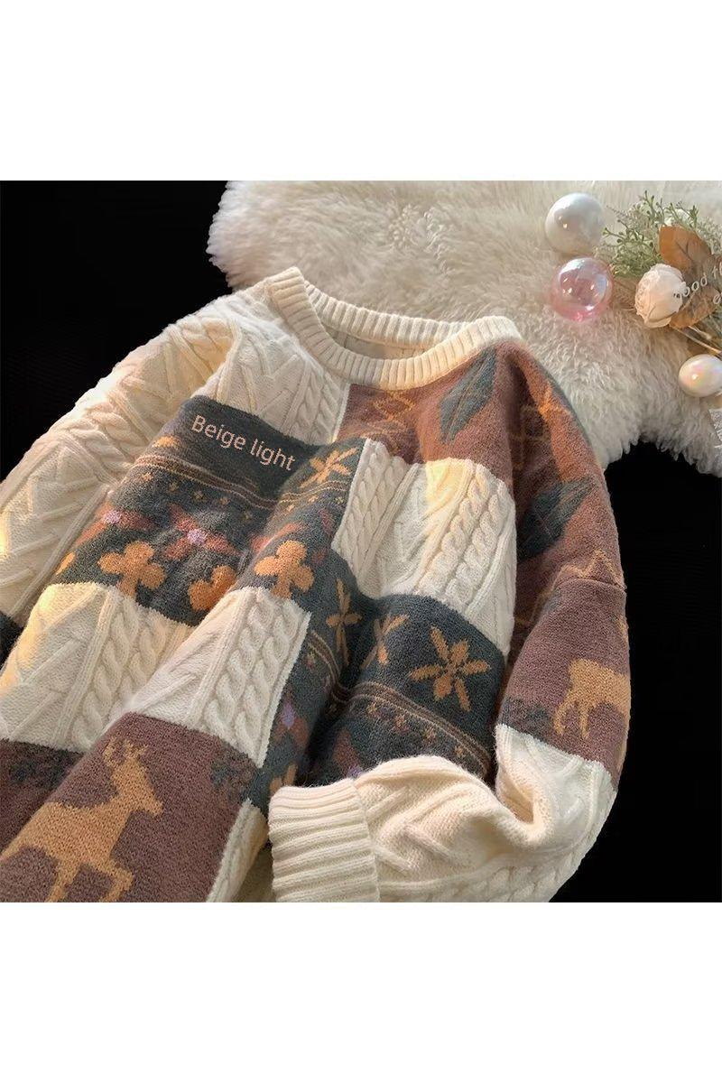Product Introduction of Clothing 1970s Retro Lazy Winter Knitted Sweater Loose Wool Coat Men Slim Fit Long Sleeve Shirt Travel Casual Occasions Lucky Fashion 3