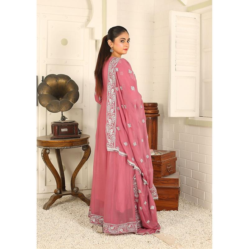 Mother & Daughter Ready to Wear Chiffon Maxi Dress Pink D-301 | Shop Pakistani Dresses 6