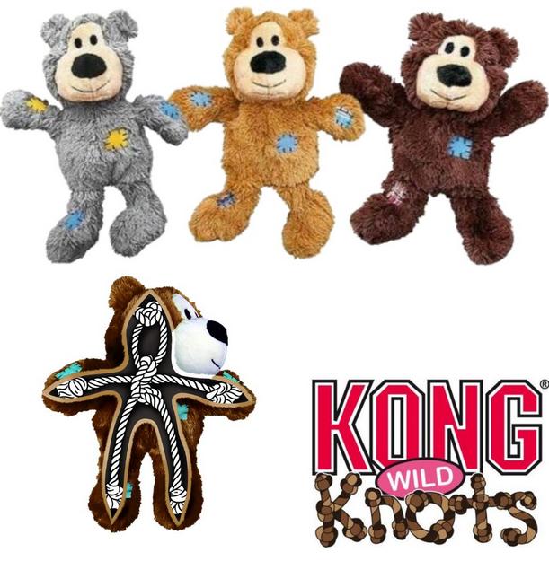 Kong Wild Knots Bears Durable Dog Toys / Cuddly Outside, Durable Strong Inside Knotted Rope Skeleton / Available 3 Colours / 4 Different Sizes 1