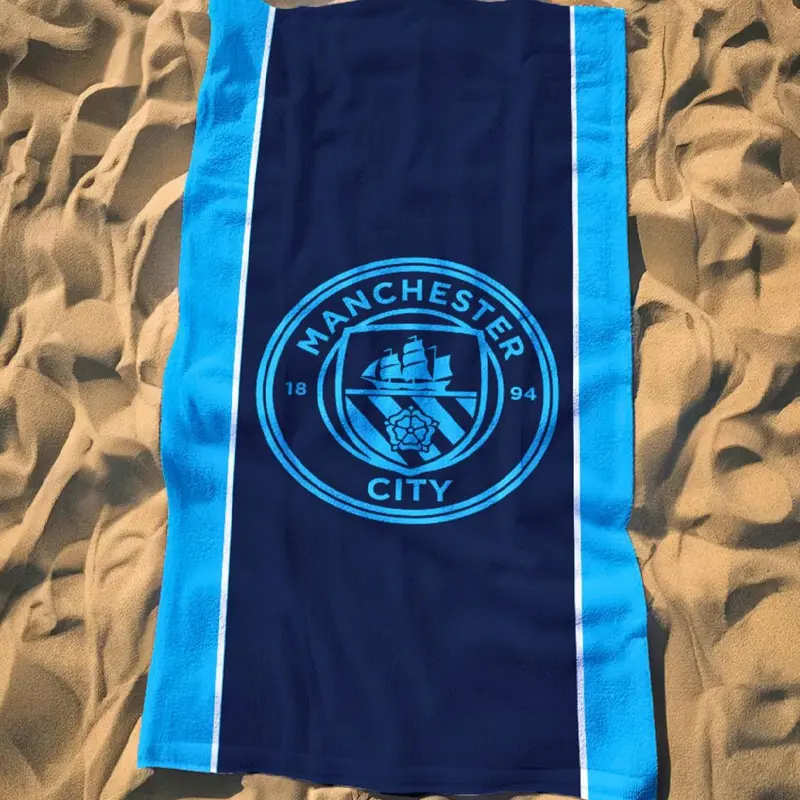 Manchester City FC Super Soft Feel Badge Football Club Design Towel Perfect The Home, Bath, Beach & Swimming Pool | One Size 75cm x 150cm | 100% Cotton 1