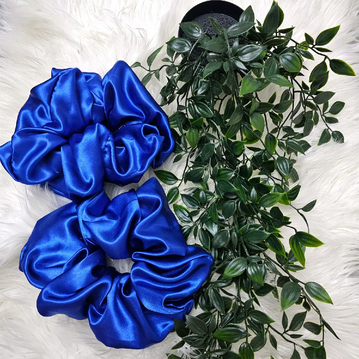 XXL Blue Satin Scrunchy Handmade in a Smoke Free Home