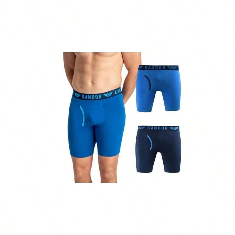 Kandor Long Leg Mens Boxers – Pack Of 3, Stretch Cotton, Anti Chafing Boxer Shorts For Men, Men's Underwear Trunks With Front Opening, Underpants Multipack 1