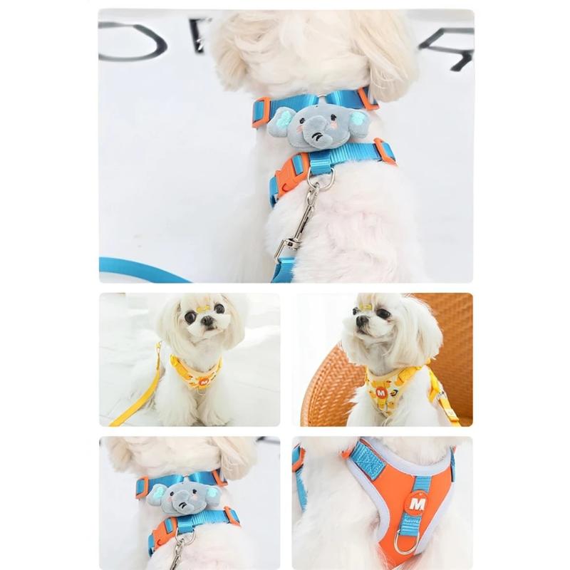 Adjustable French Bulldog Pet Neck Collar for Dogs - Animal Print Puppy Harness Polyester Vest - Dog Leash 6