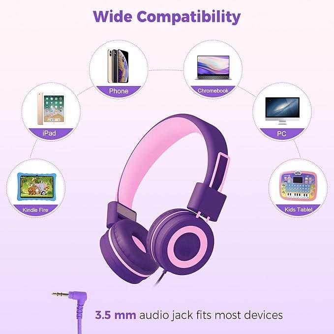 Product Introduction of Kids Wired Headphones with Adjustable On-Ear Design and Nylon Cable - Earbud, Noise Cancellation Feature - Audio Electronic Headset Durable budget  earbuds headphone gaming  headphones headset 3