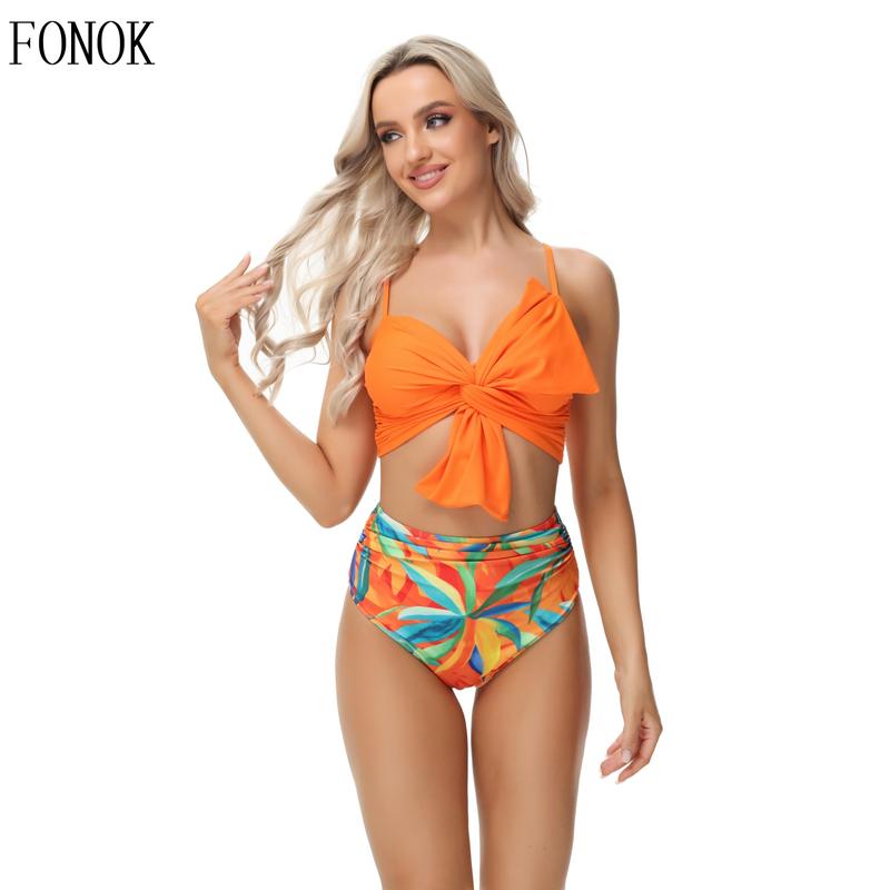 Women's Swimwear,2025 Summer New Seaside Vacation Bikini Set,  Bow Element Underwear Set 4