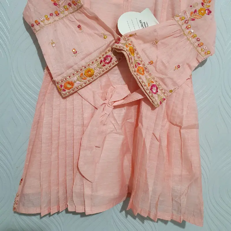 KIDS COLLECTION GIRLS BEAUTIFUL EMBROIDERED COTTON FROKE SUIT WITH BEAUTIFUL NECK LACE 5