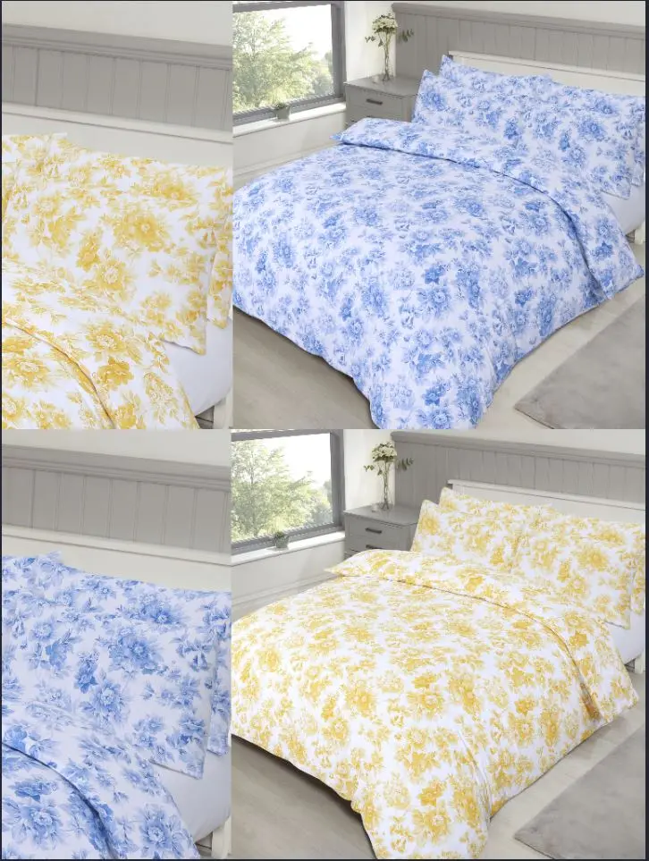 Isla Floral Easy Care Soft Duvet Cover and Pillowcase Bedding Set