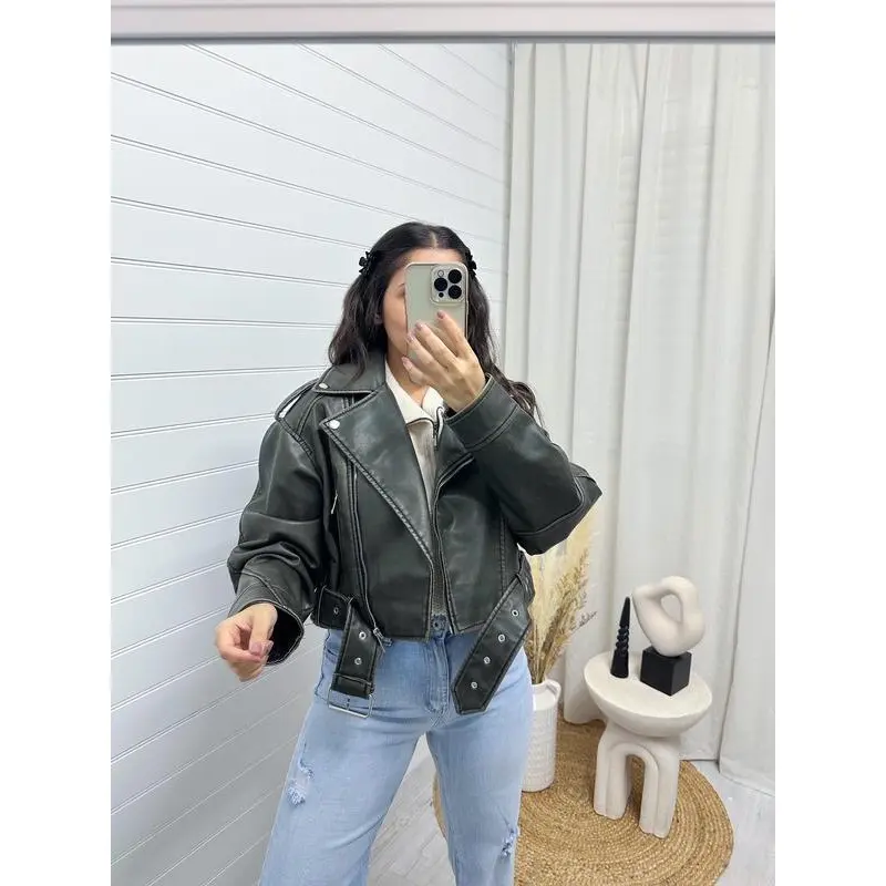Oversized faux leather biker jacket-3 colours Womenswear Coats Womenswear Coats 3