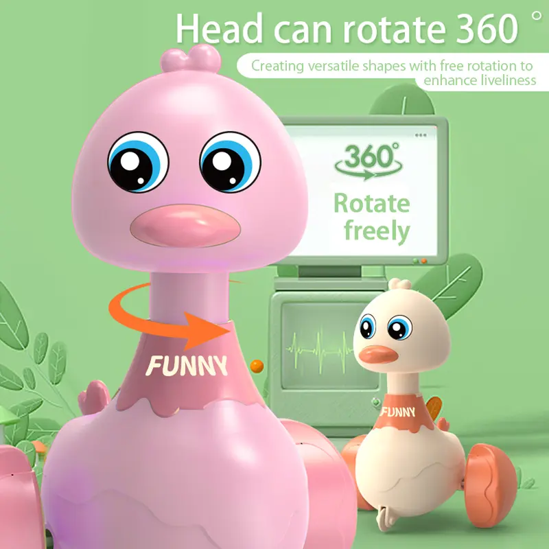 Baby Toy Swing Duck Toy Cartoon Press Vehicles Glide Animal Inertia Pull Back Cars Early Education Toys for Toddlers Boys Girls 5