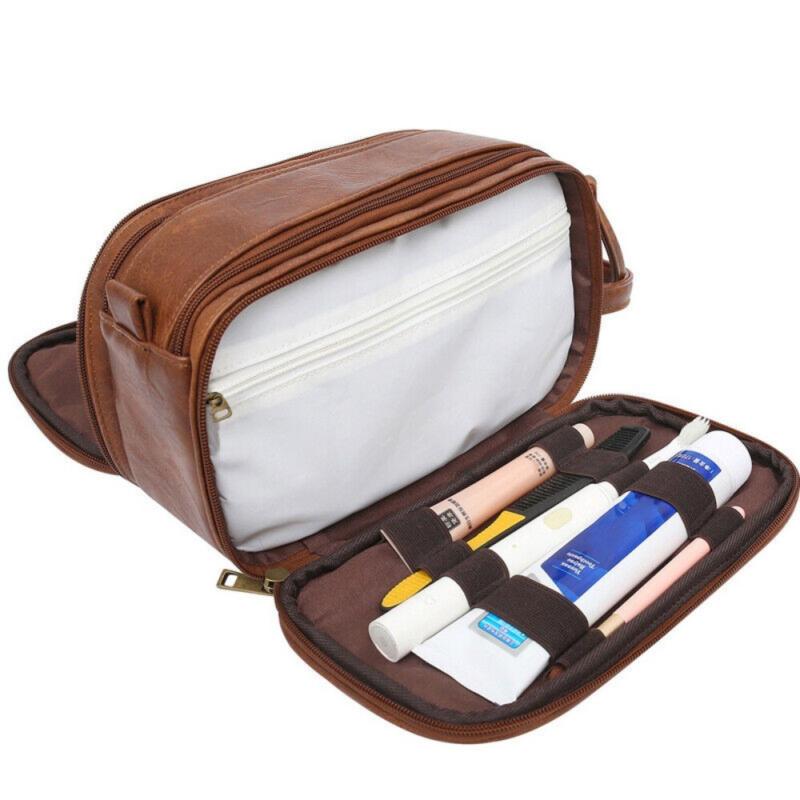 Product Introduction of PU Leather Toiletry Bag For Men Large Travel Wash Bag Shaving Multifunctional 22
